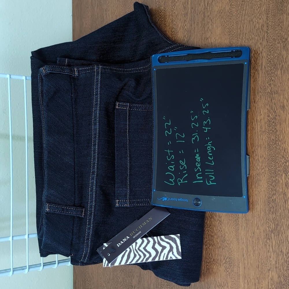 Dana Buchman Size 22W Plus Women's Wide Leg Classic Fit Dark Wash Blue Jeans - Picture 12 of 13